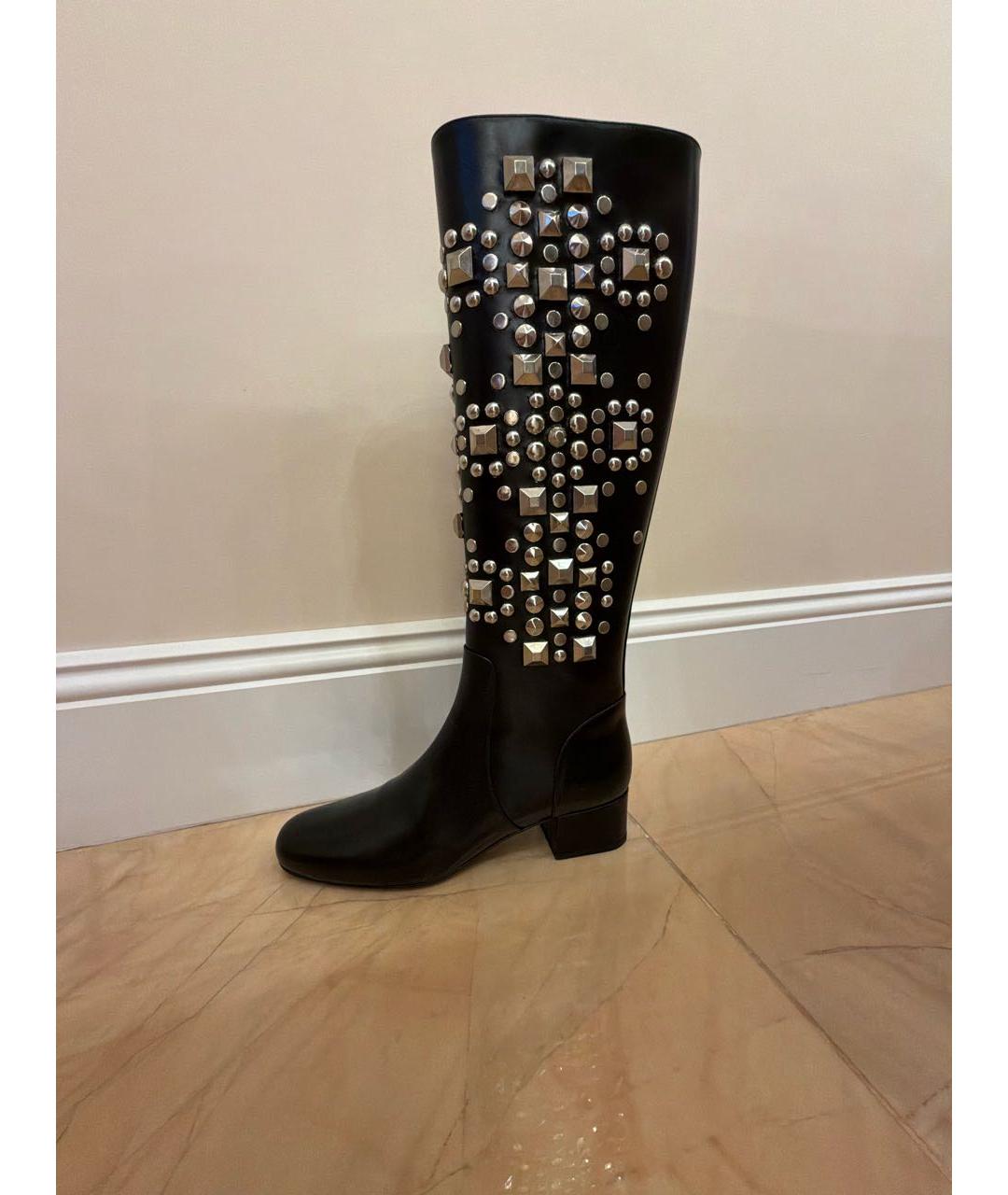 SAINT LAURENT Черные кожаные сапоги, фото 9