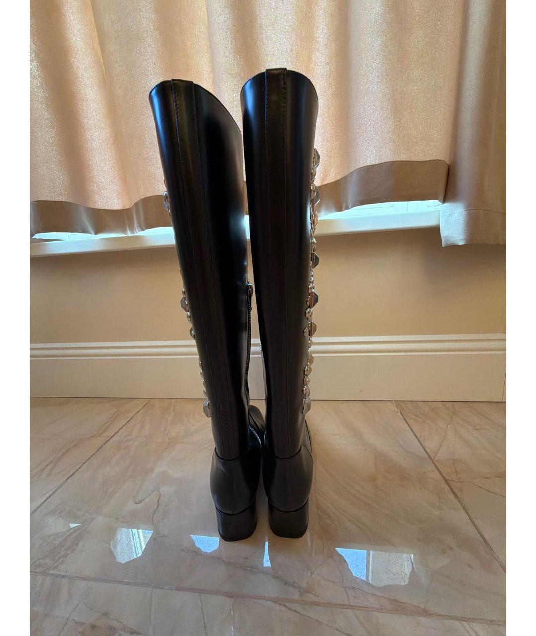 SAINT LAURENT Черные кожаные сапоги, фото 4