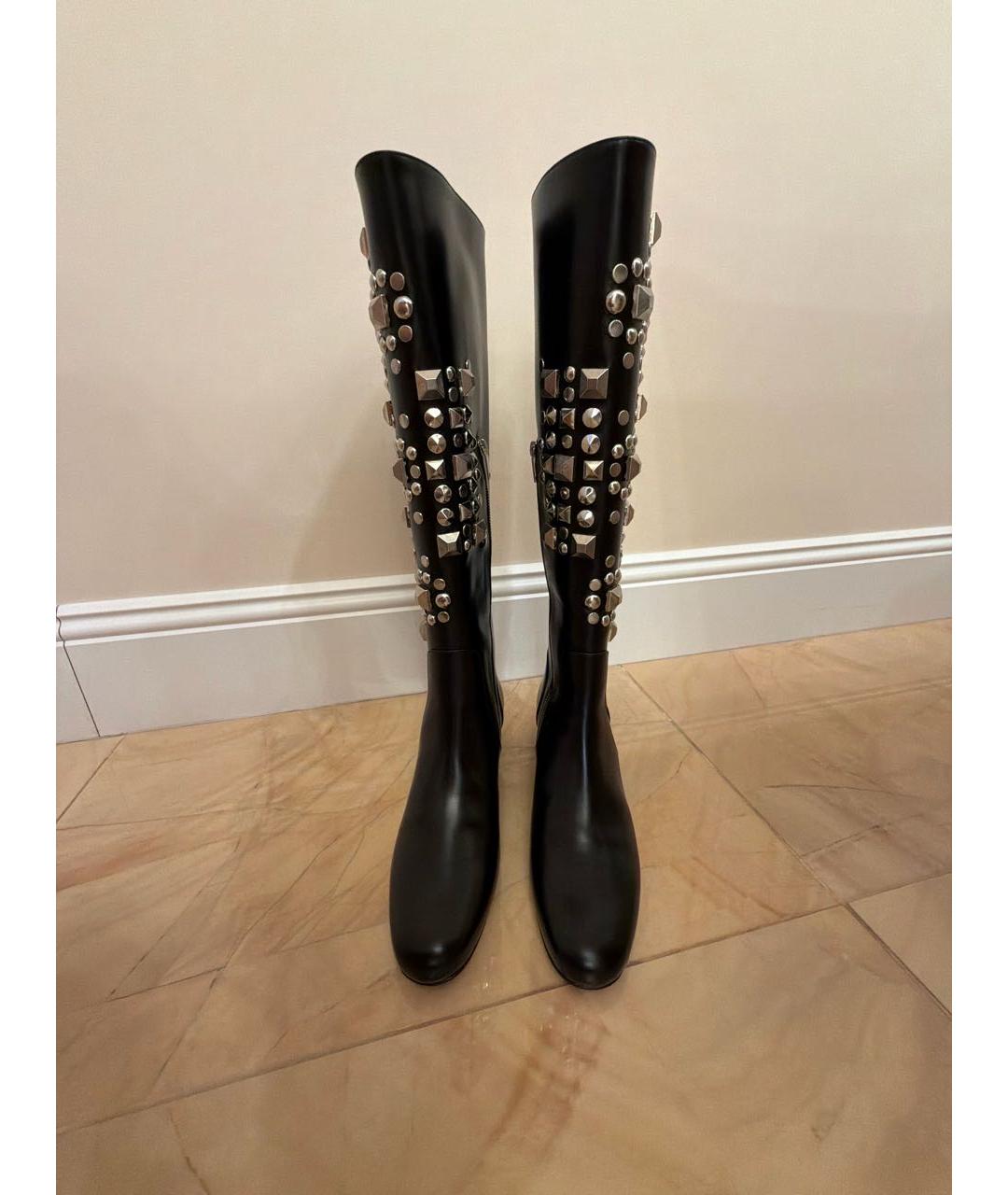 SAINT LAURENT Черные кожаные сапоги, фото 2