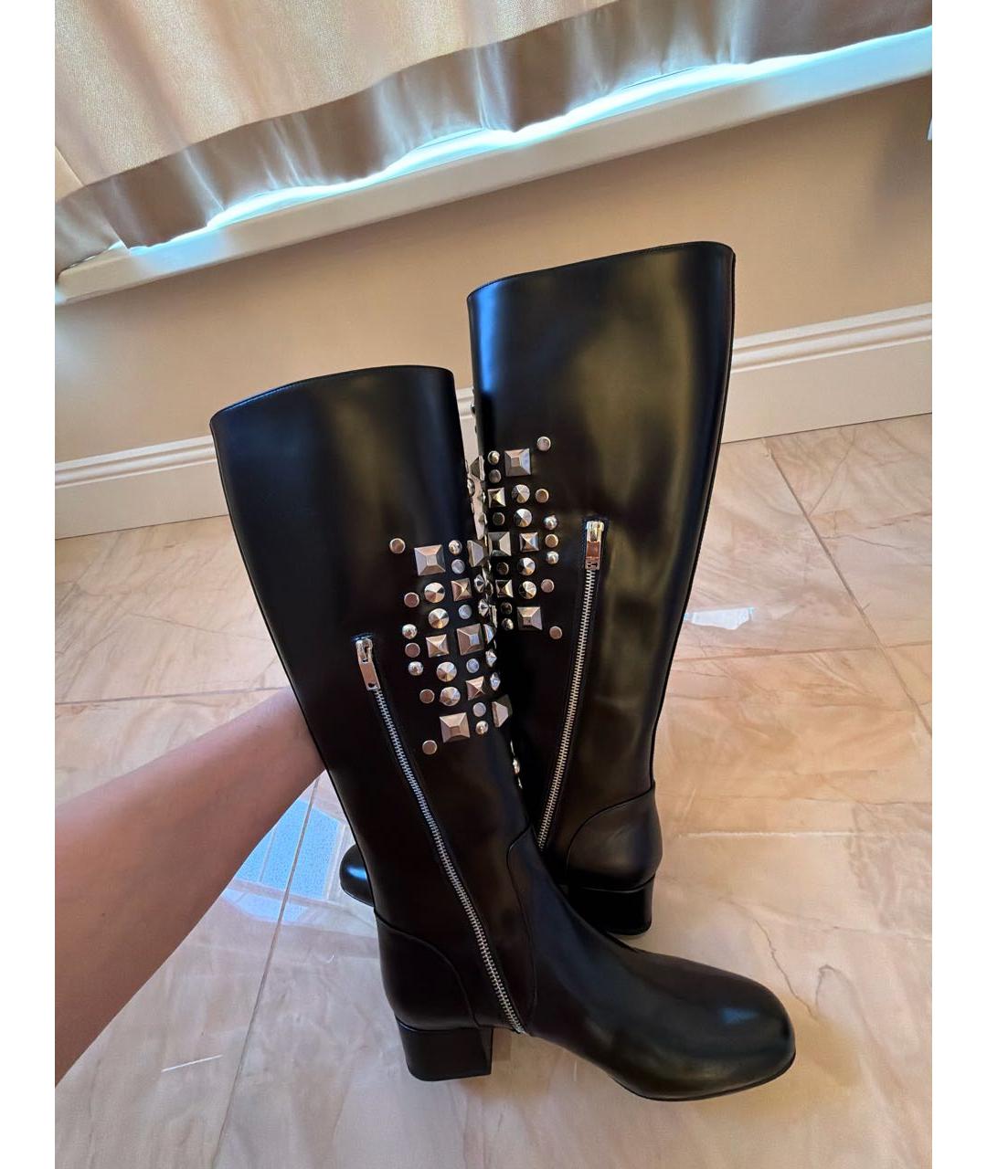 SAINT LAURENT Черные кожаные сапоги, фото 8