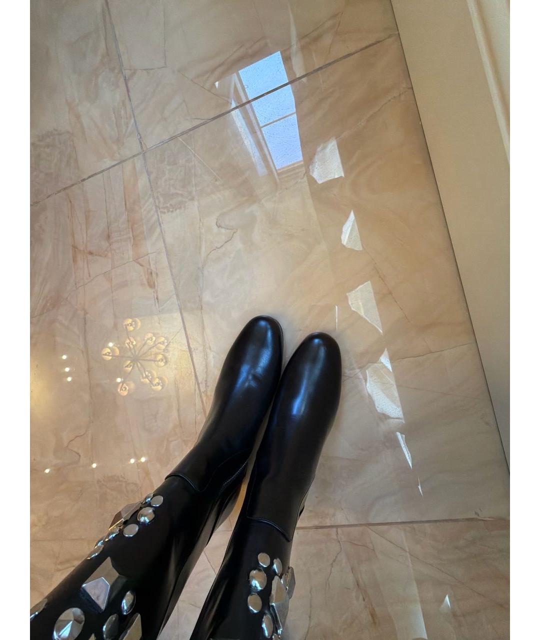 SAINT LAURENT Черные кожаные сапоги, фото 3