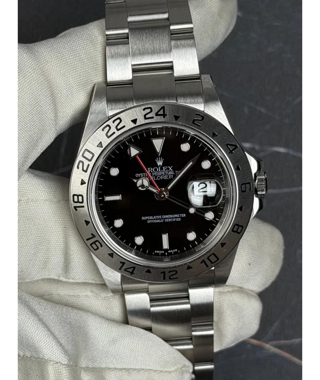 ROLEX Черные металлические часы, фото 2