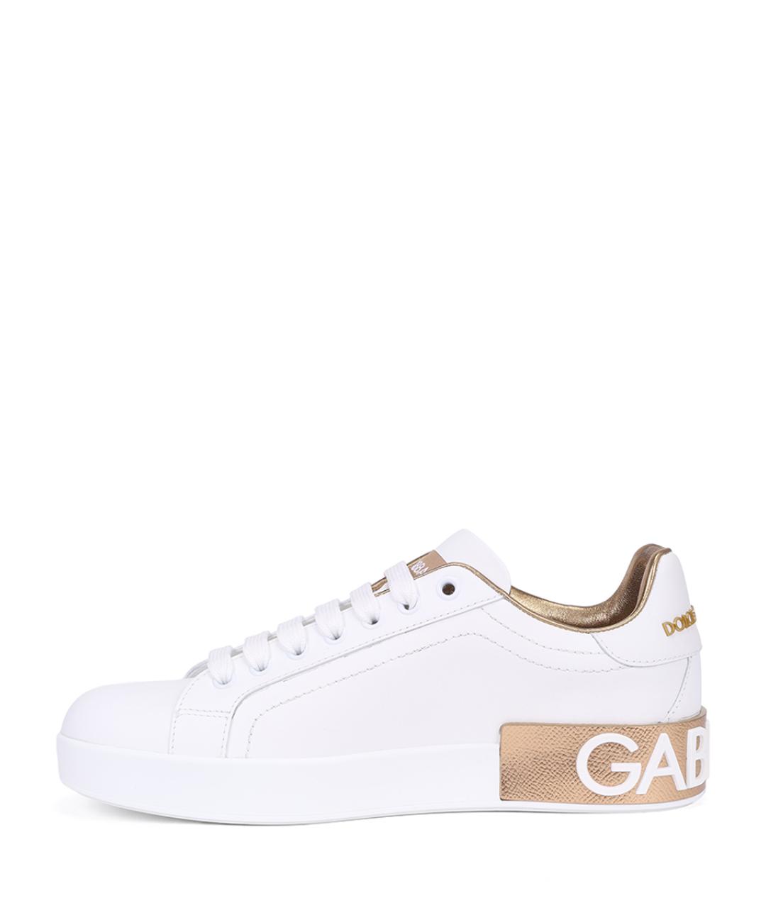 DOLCE&GABBANA Белые кожаные кеды, фото 2