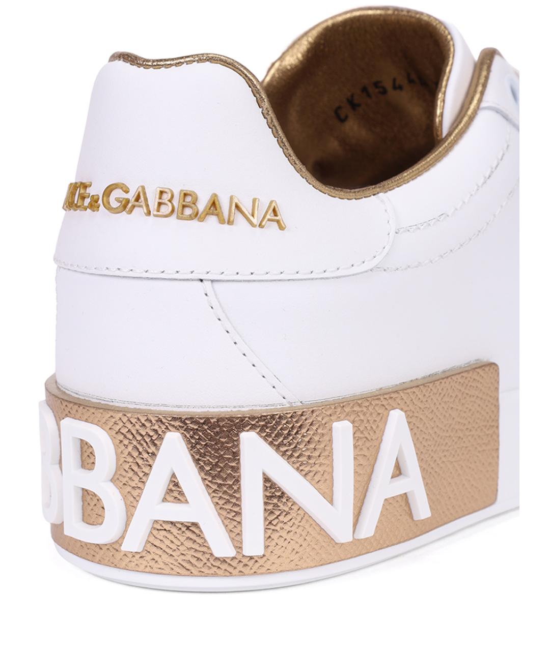 DOLCE&GABBANA Белые кожаные кеды, фото 4