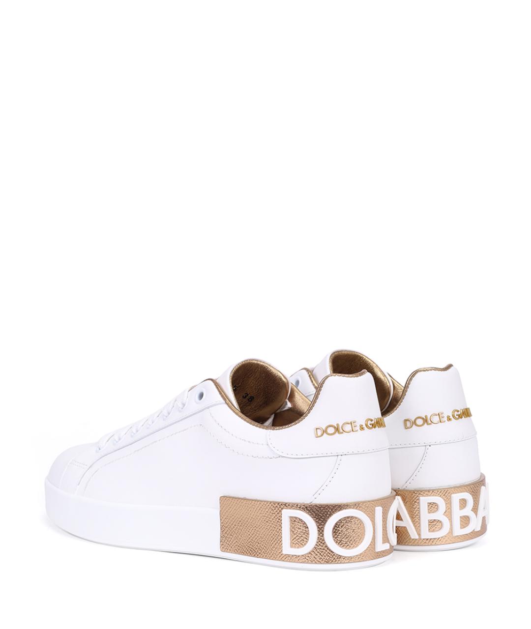 DOLCE&GABBANA Белые кожаные кеды, фото 3