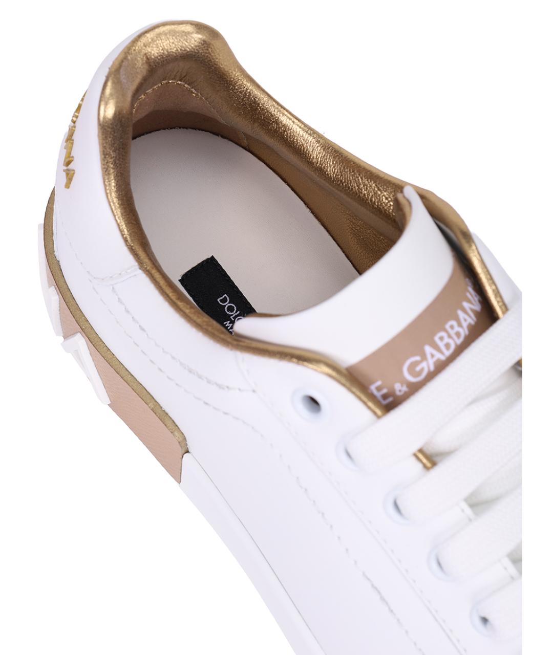 DOLCE&GABBANA Белые кожаные кеды, фото 6