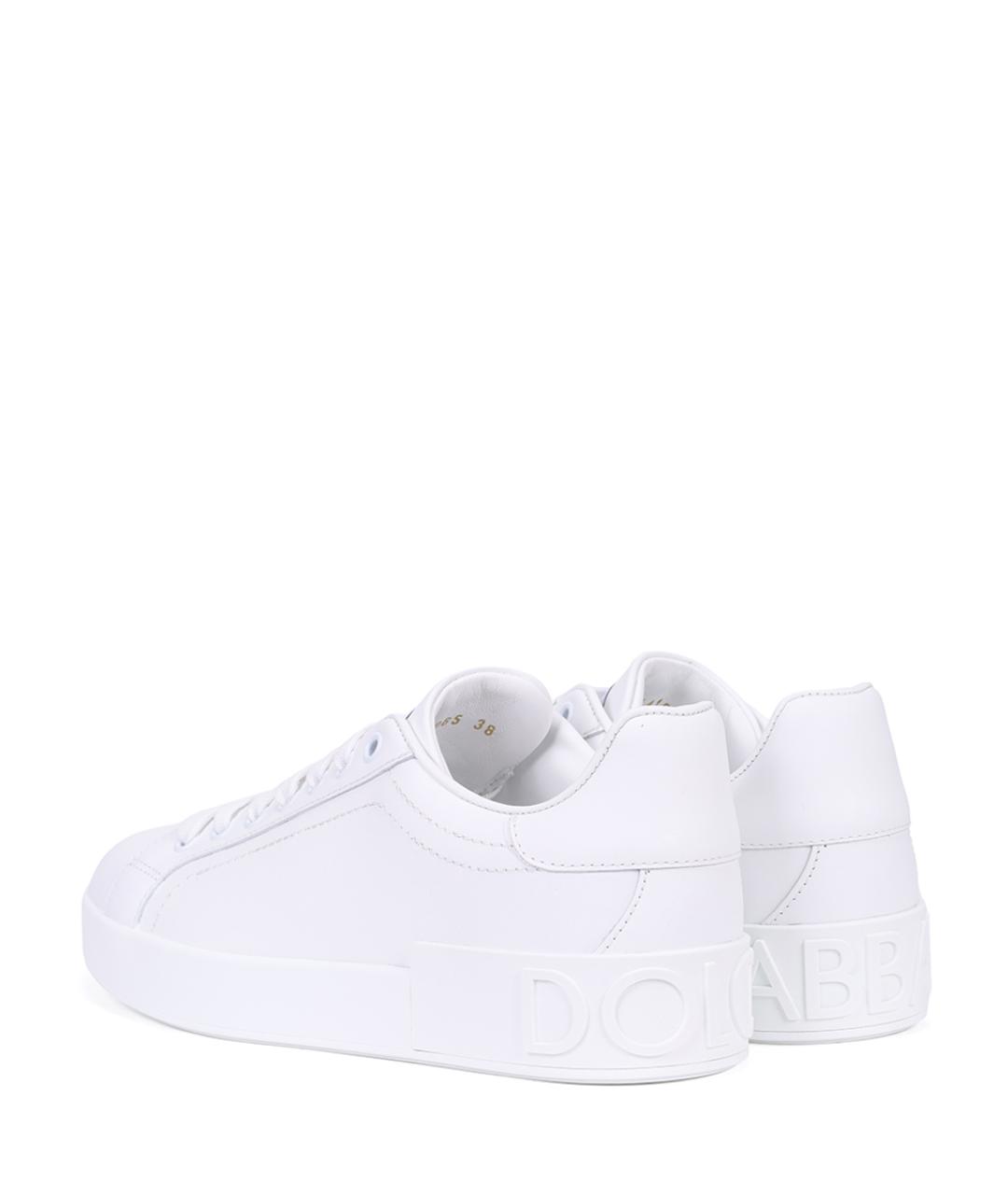 DOLCE&GABBANA Белые кожаные кеды, фото 4