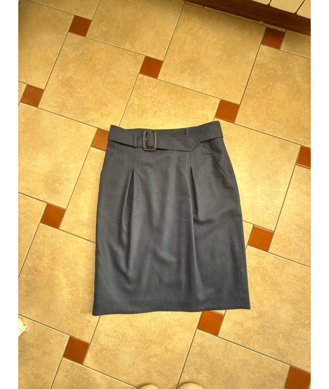 BURBERRY Темно-синий шерстяной костюм с юбками, фото 2