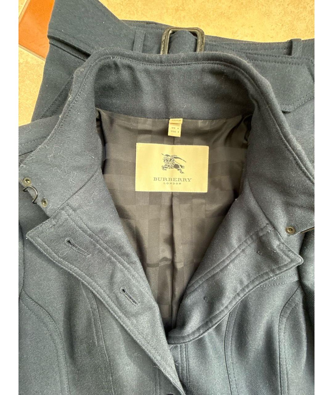 BURBERRY Темно-синий шерстяной костюм с юбками, фото 3