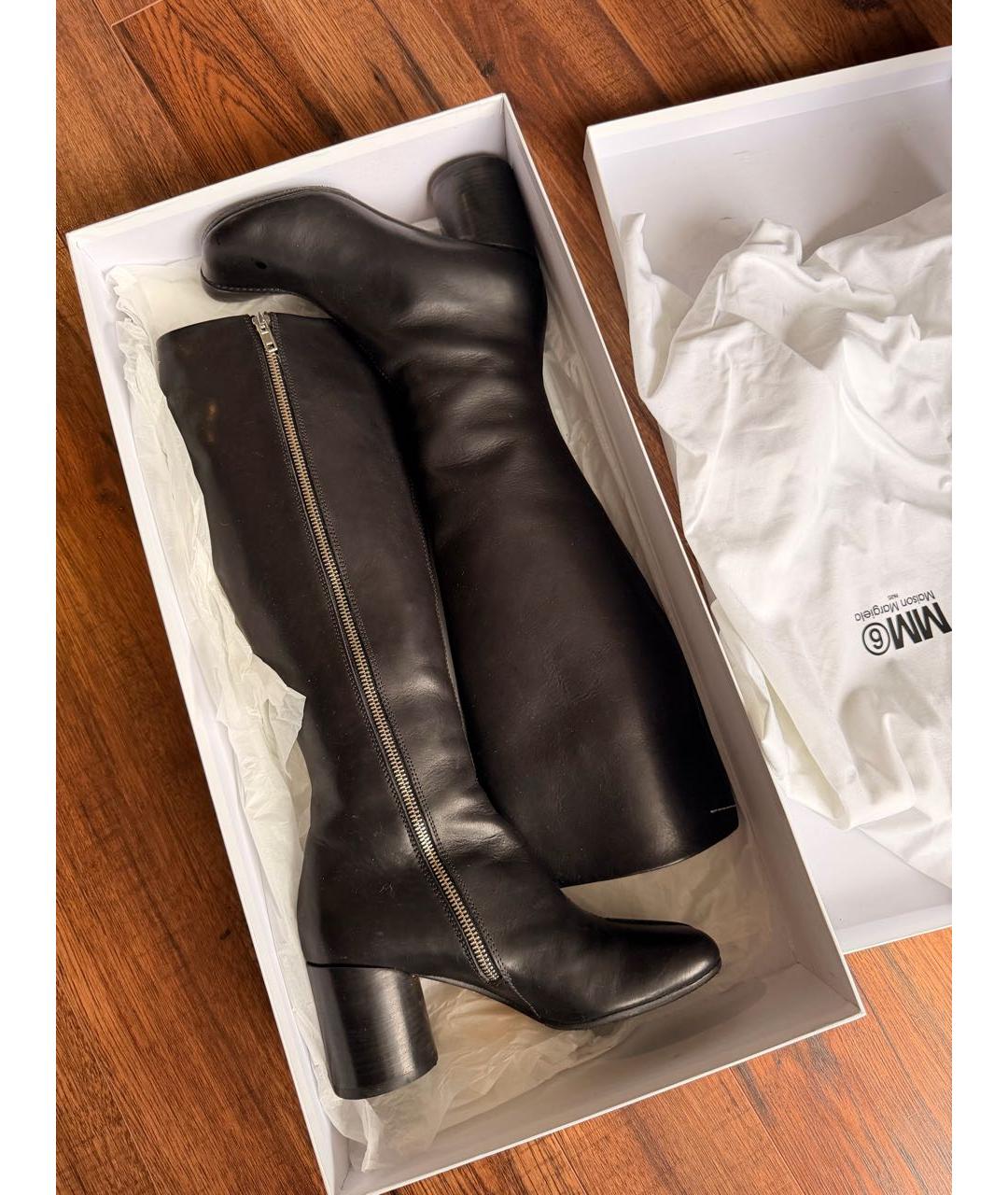 MM6 MAISON MARGIELA Черные кожаные сапоги, фото 5