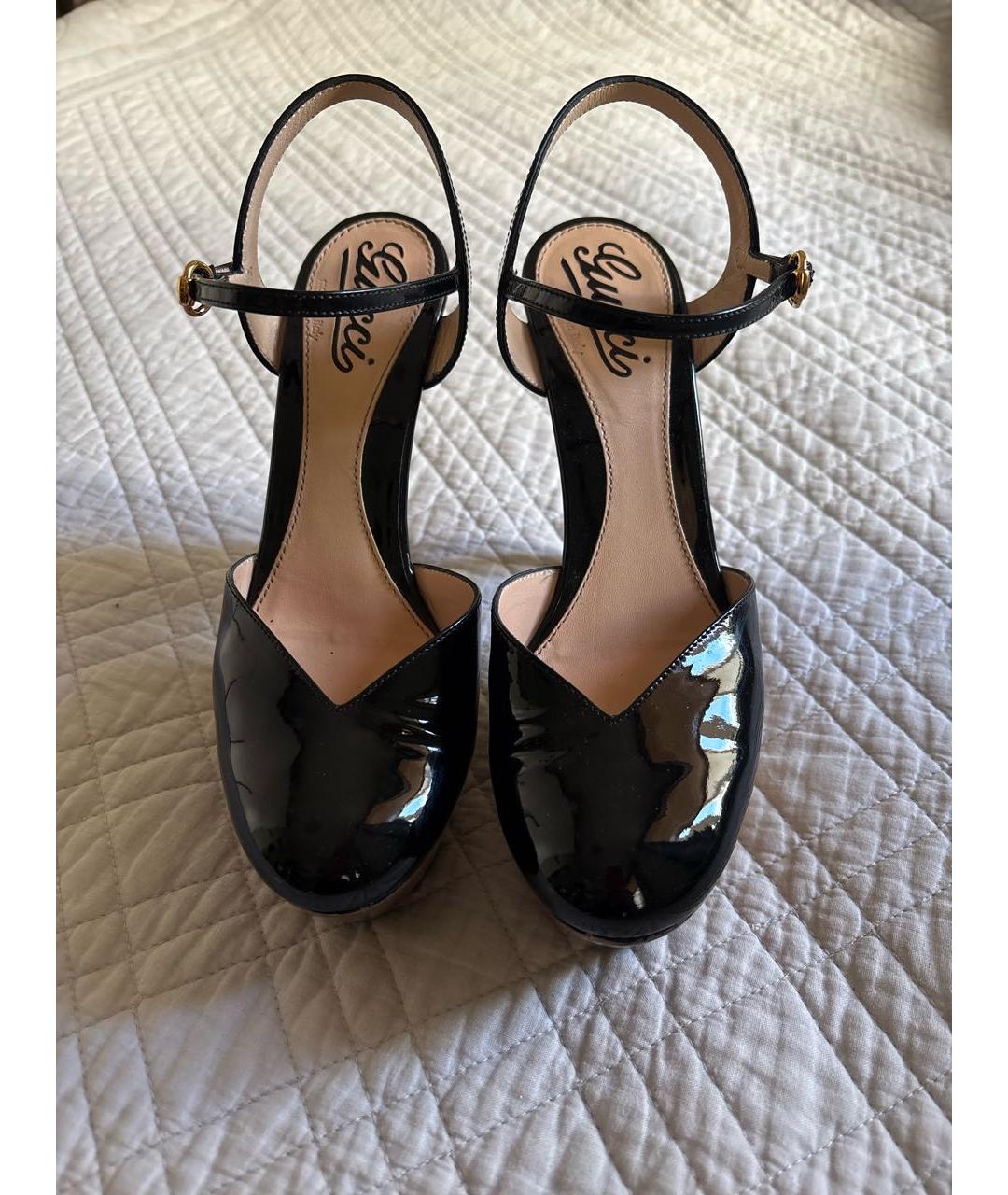 GUCCI Черные босоножки из лакированной кожи, фото 2