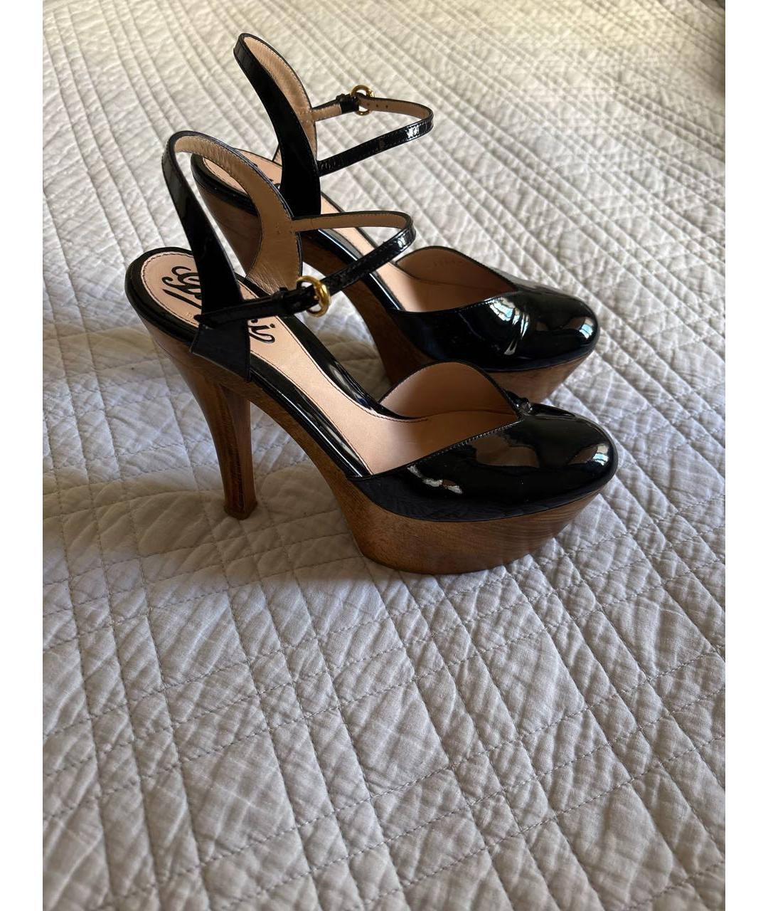 GUCCI Черные босоножки из лакированной кожи, фото 5