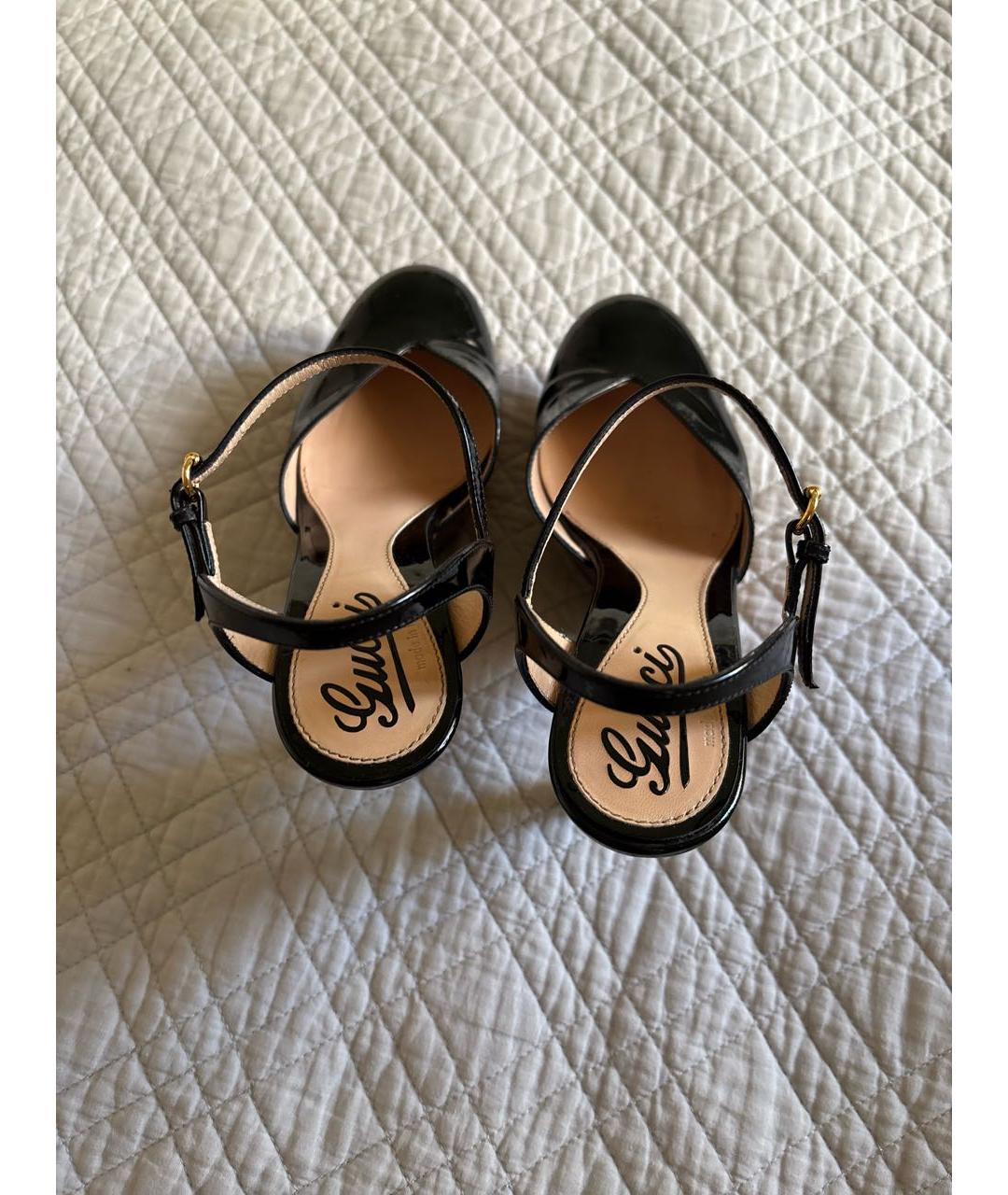 GUCCI Черные босоножки из лакированной кожи, фото 3