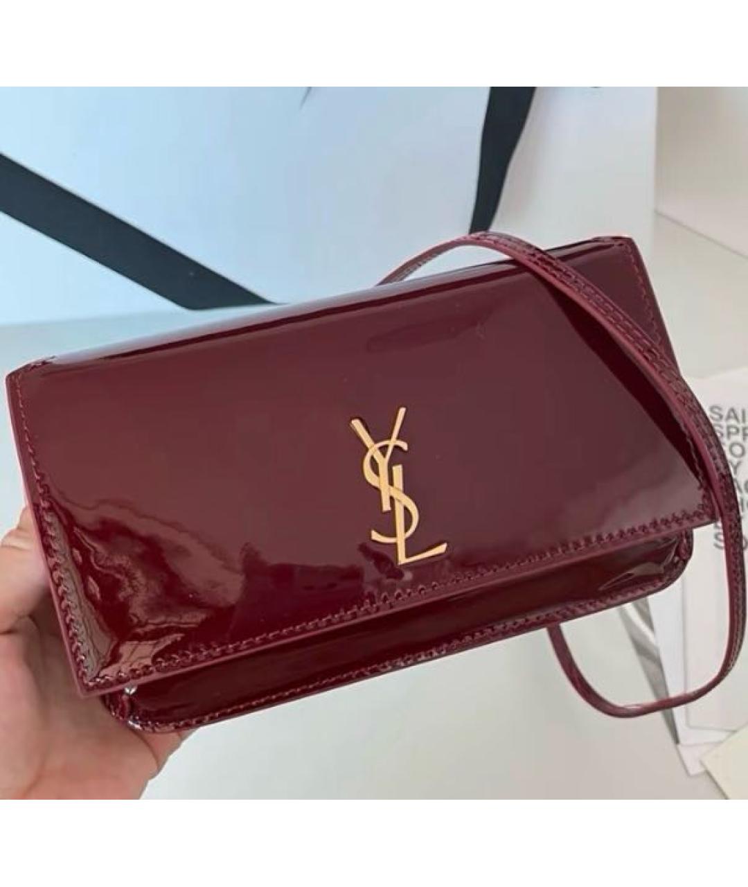 SAINT LAURENT Бордовая сумка через плечо из лакированной кожи, фото 2