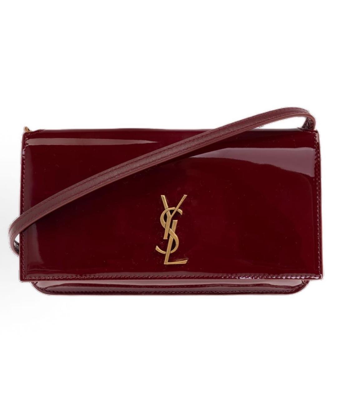 SAINT LAURENT Бордовая сумка через плечо из лакированной кожи, фото 9
