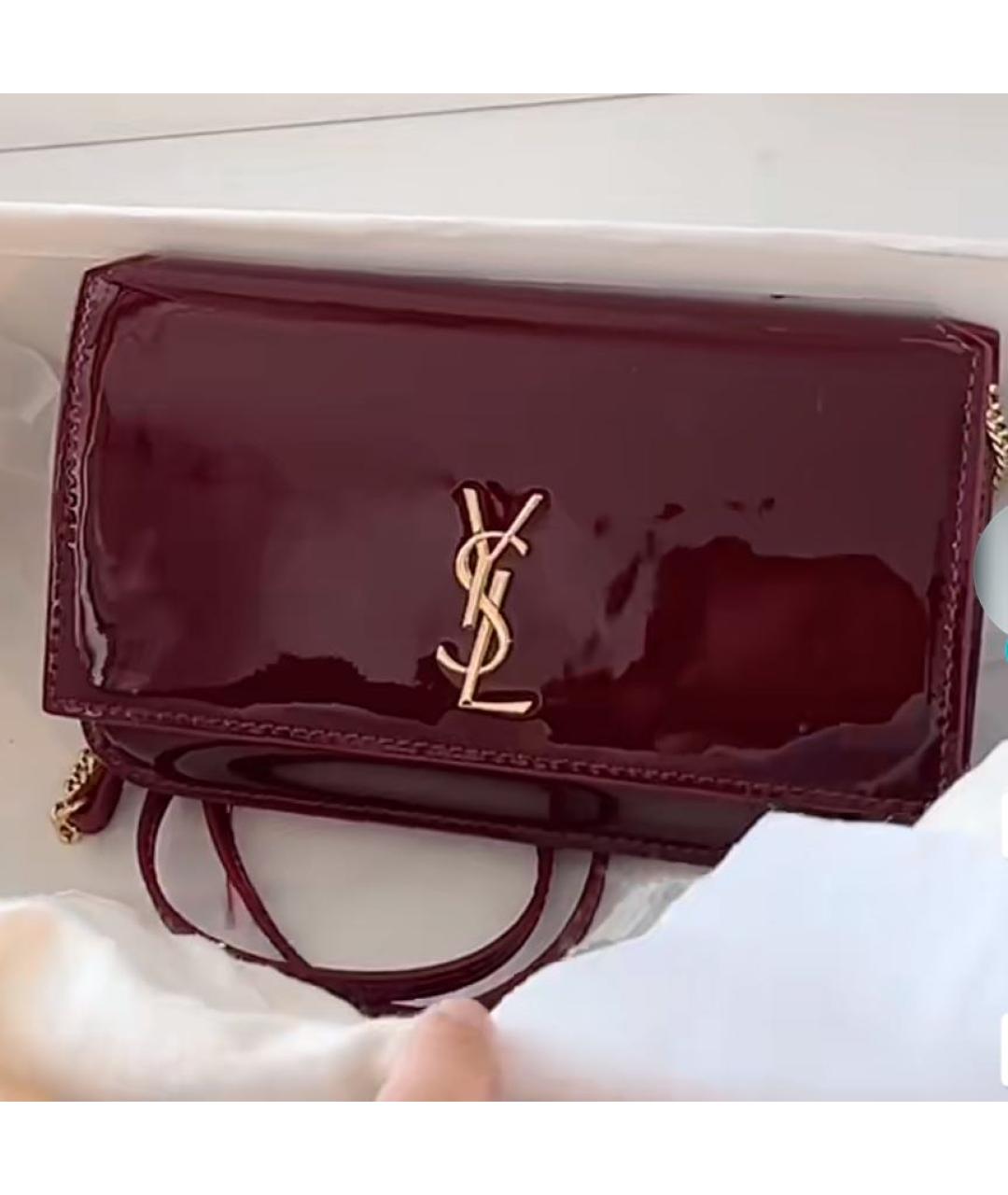 SAINT LAURENT Бордовая сумка через плечо из лакированной кожи, фото 3