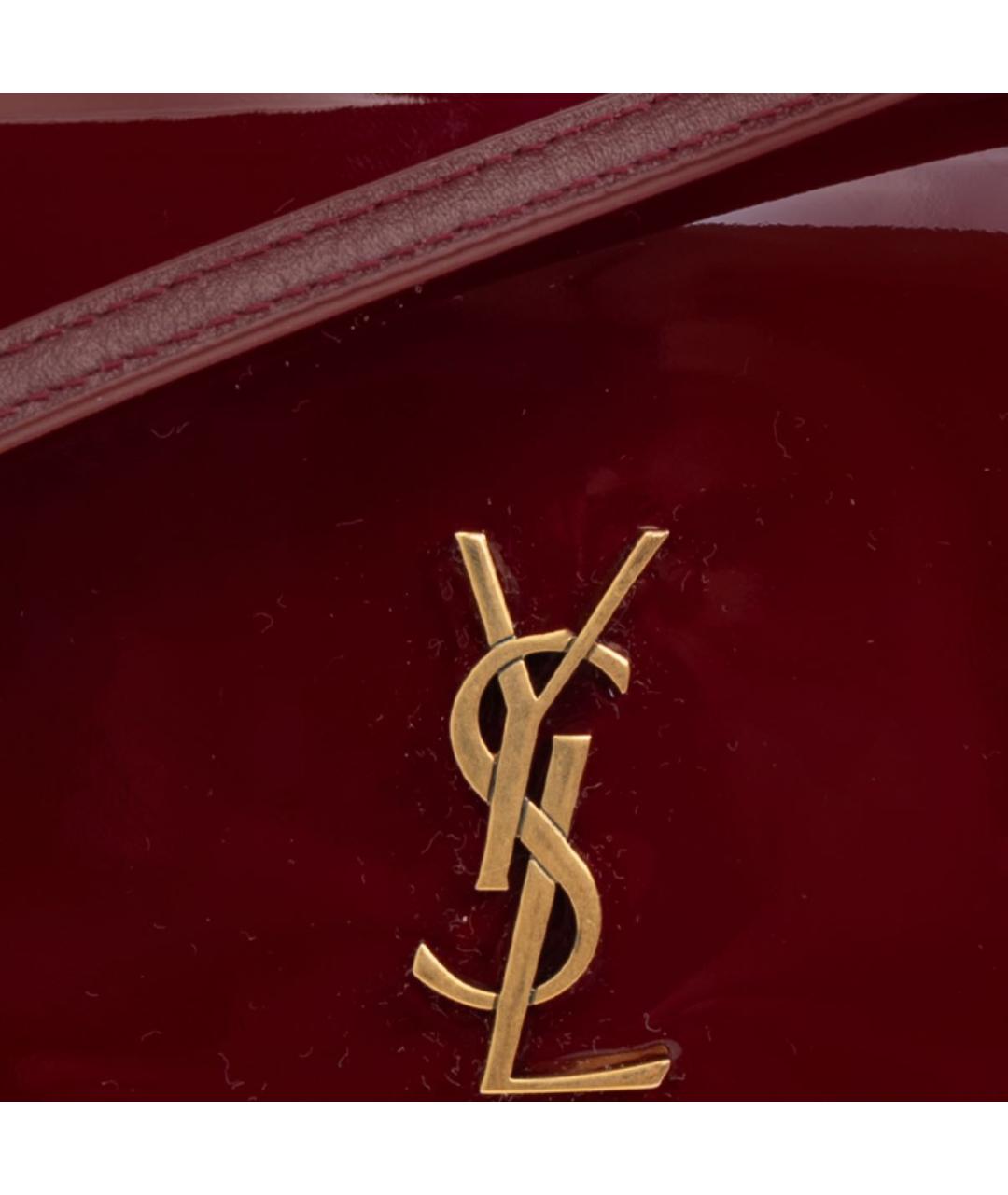 SAINT LAURENT Бордовая сумка через плечо из лакированной кожи, фото 7