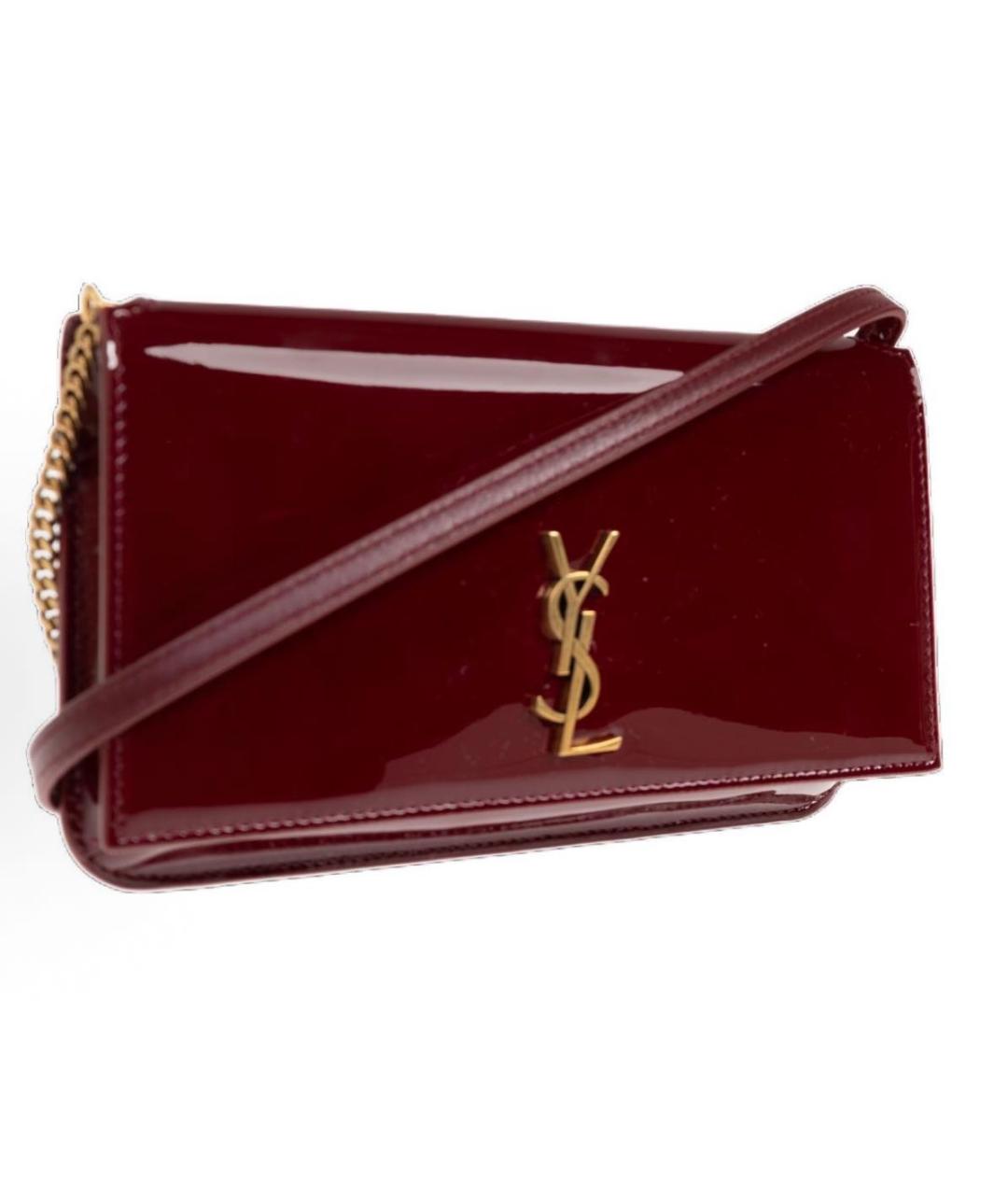 SAINT LAURENT Бордовая сумка через плечо из лакированной кожи, фото 5
