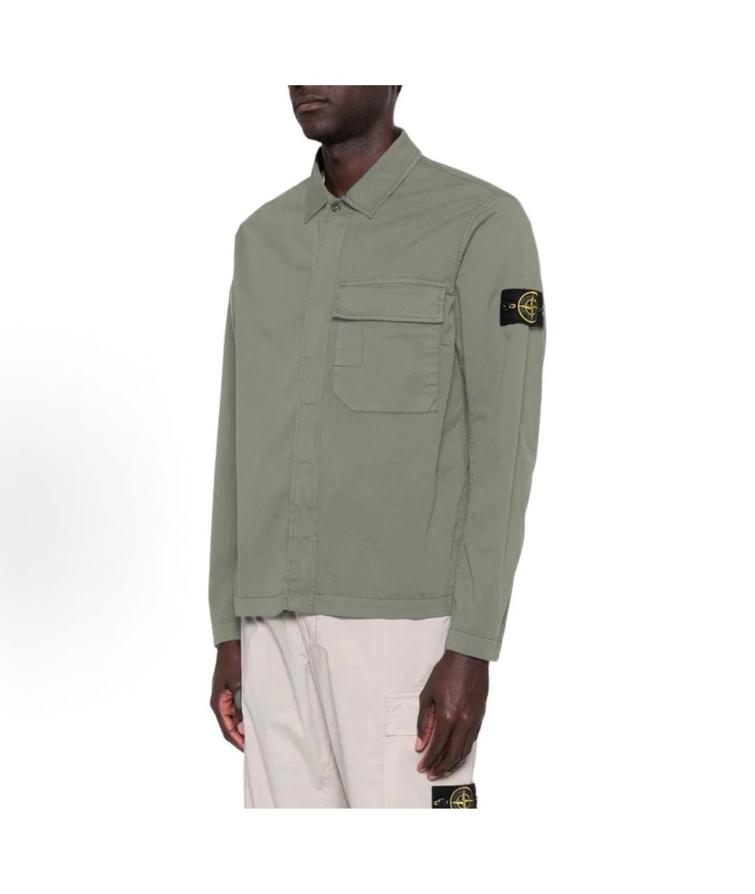 STONE ISLAND Зеленая хлопковая куртка, фото 3