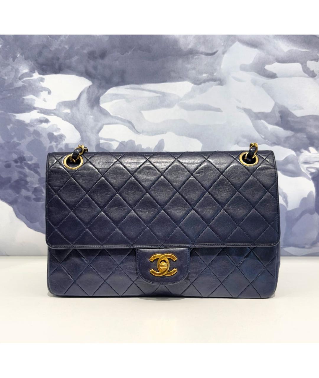 CHANEL Темно-синяя кожаная сумка через плечо, фото 8