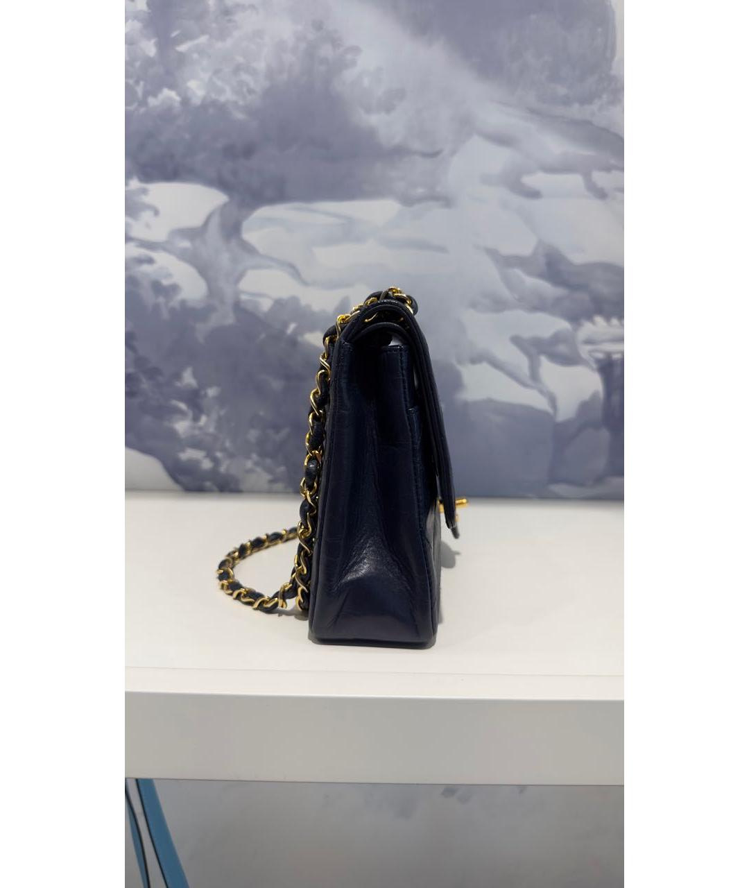 CHANEL Темно-синяя кожаная сумка через плечо, фото 4