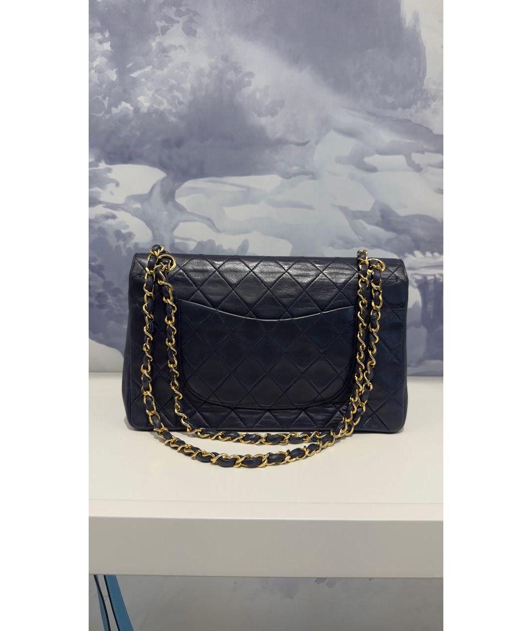 CHANEL Темно-синяя кожаная сумка через плечо, фото 3