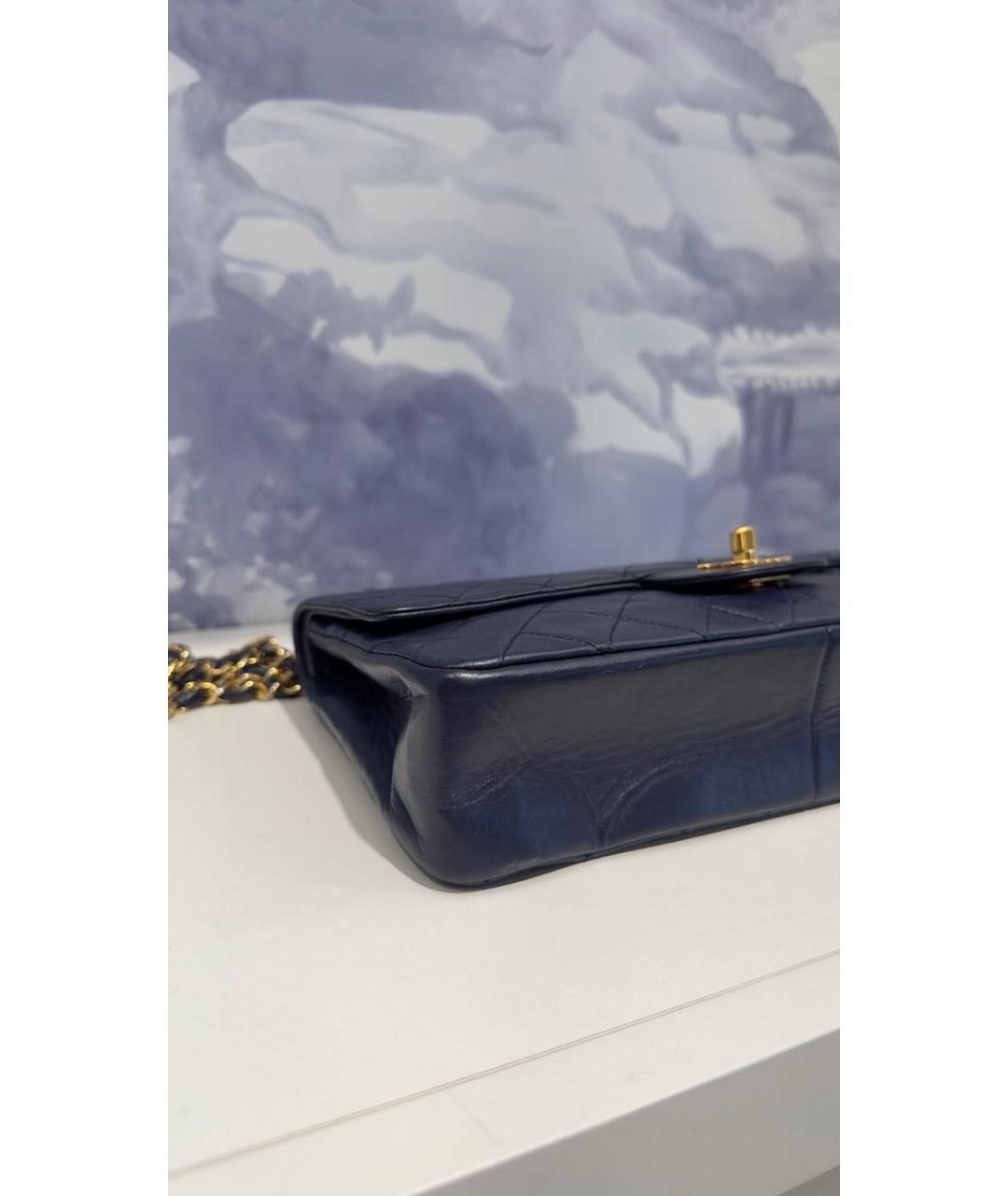 CHANEL Темно-синяя кожаная сумка через плечо, фото 6