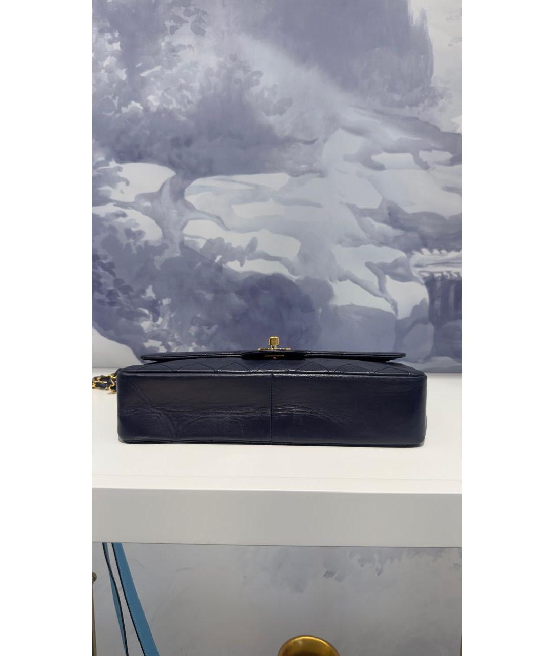 CHANEL Темно-синяя кожаная сумка через плечо, фото 5