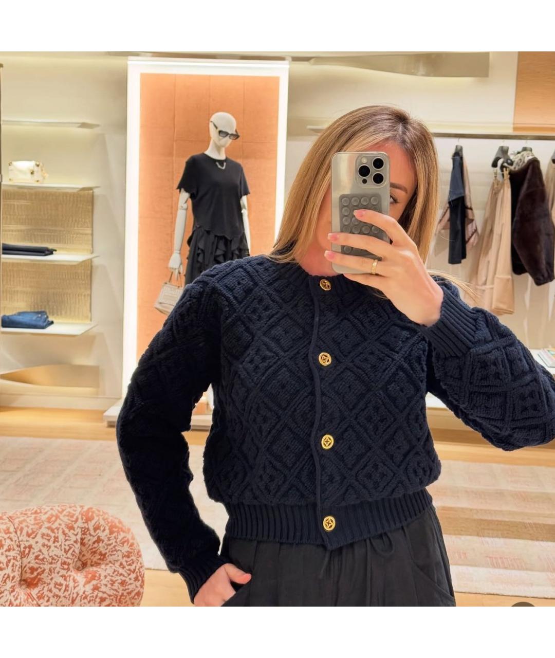 LOUIS VUITTON Темно-синий шерстяной костюм с юбками, фото 4