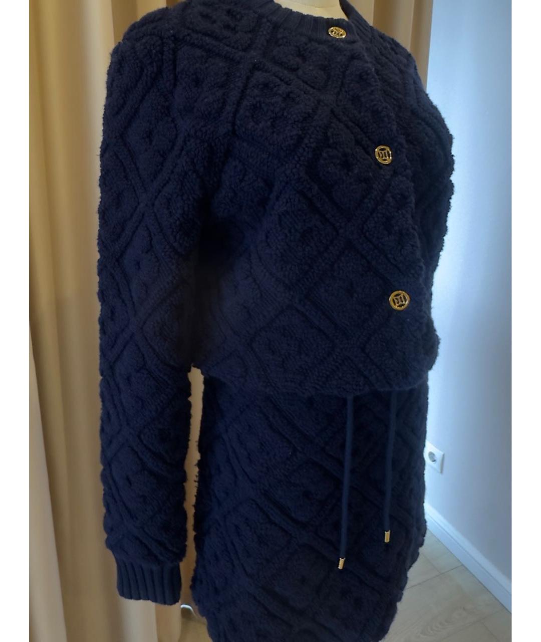 LOUIS VUITTON Темно-синий шерстяной костюм с юбками, фото 6