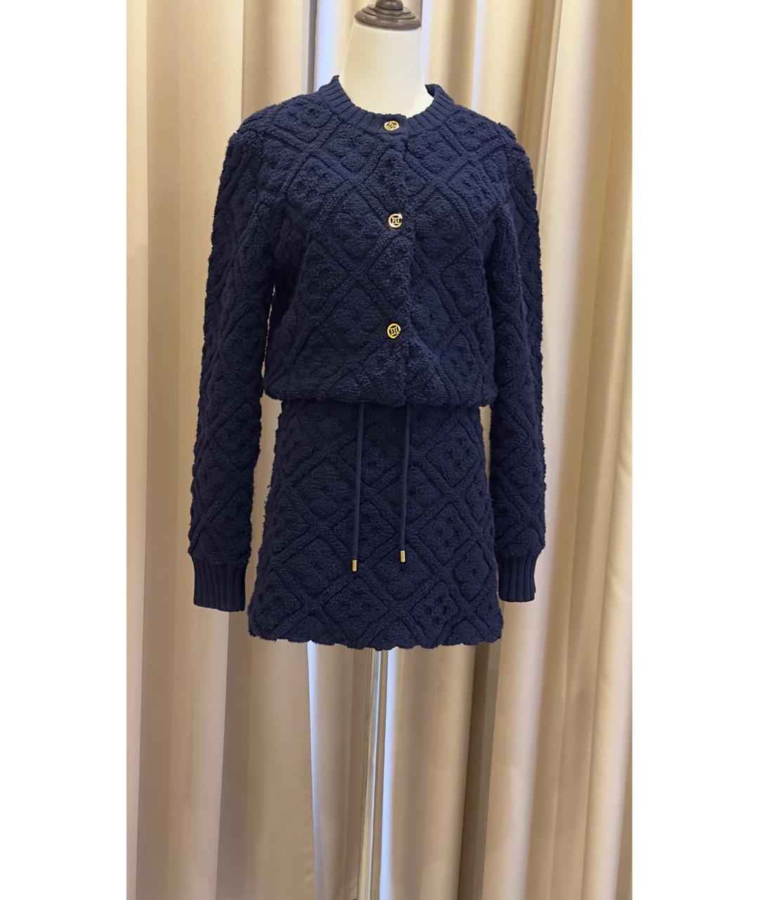 LOUIS VUITTON Темно-синий шерстяной костюм с юбками, фото 9