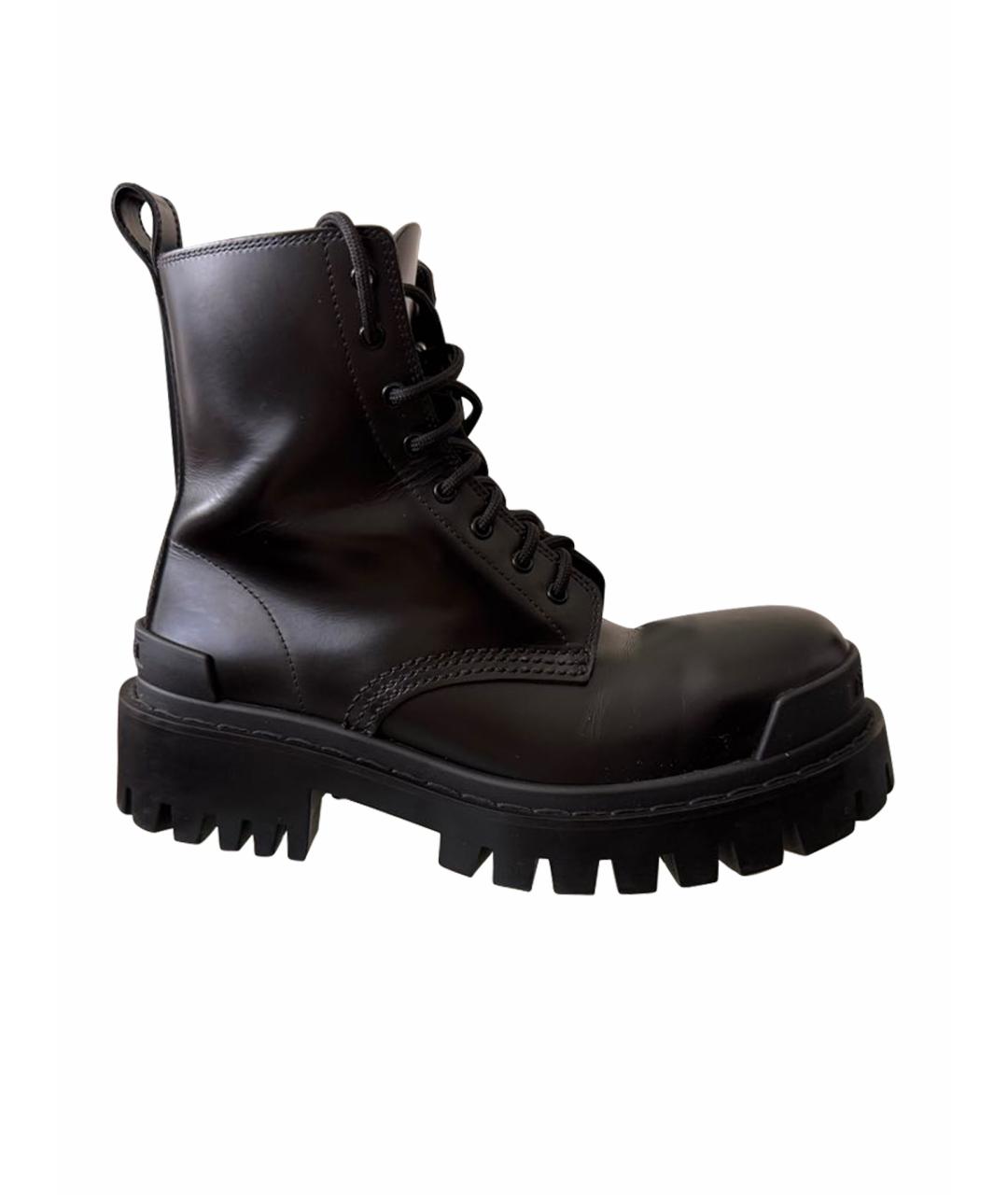 BALENCIAGA Черные кожаные ботинки, фото 1