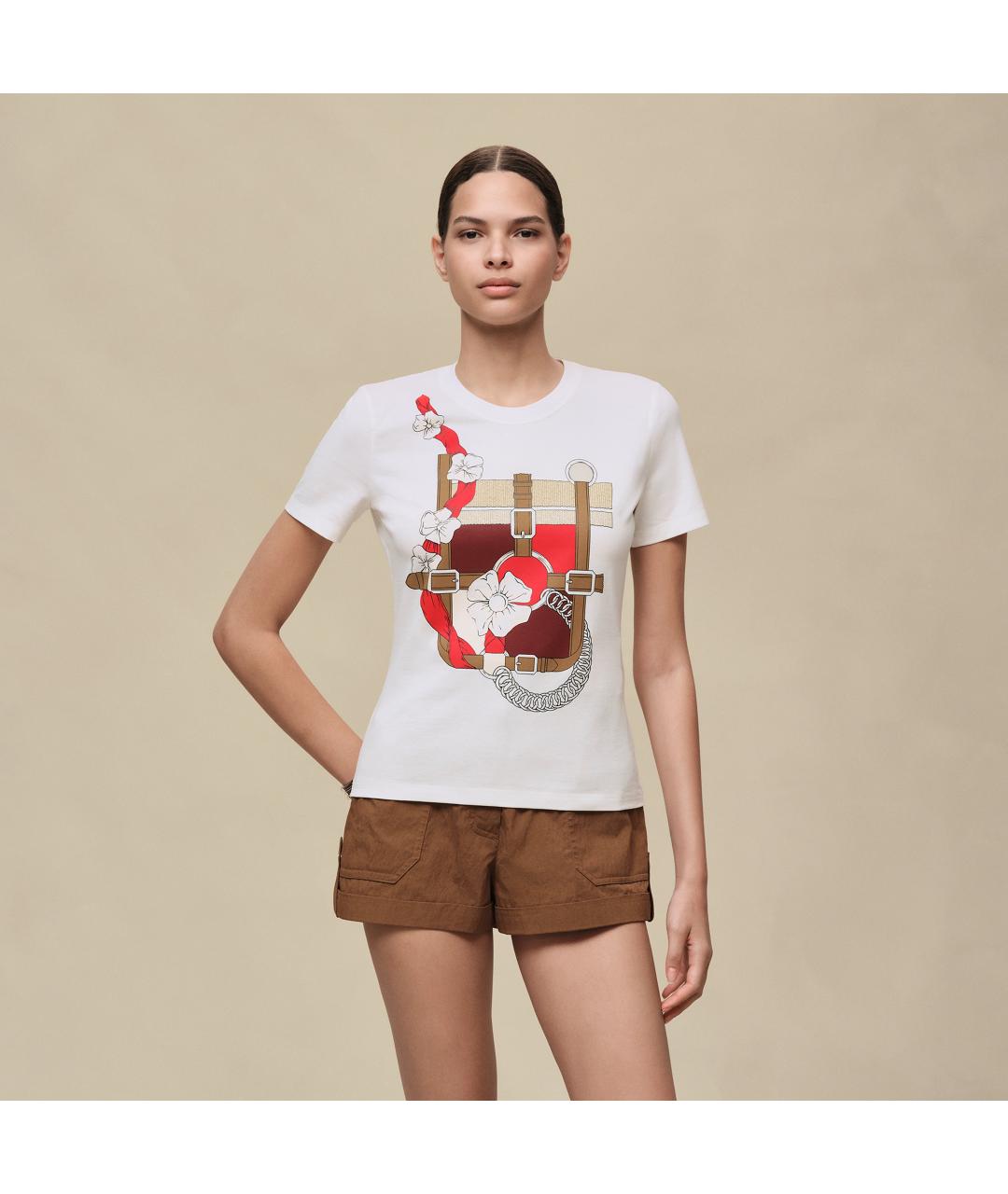 HERMES Белая хлопковая футболка, фото 6