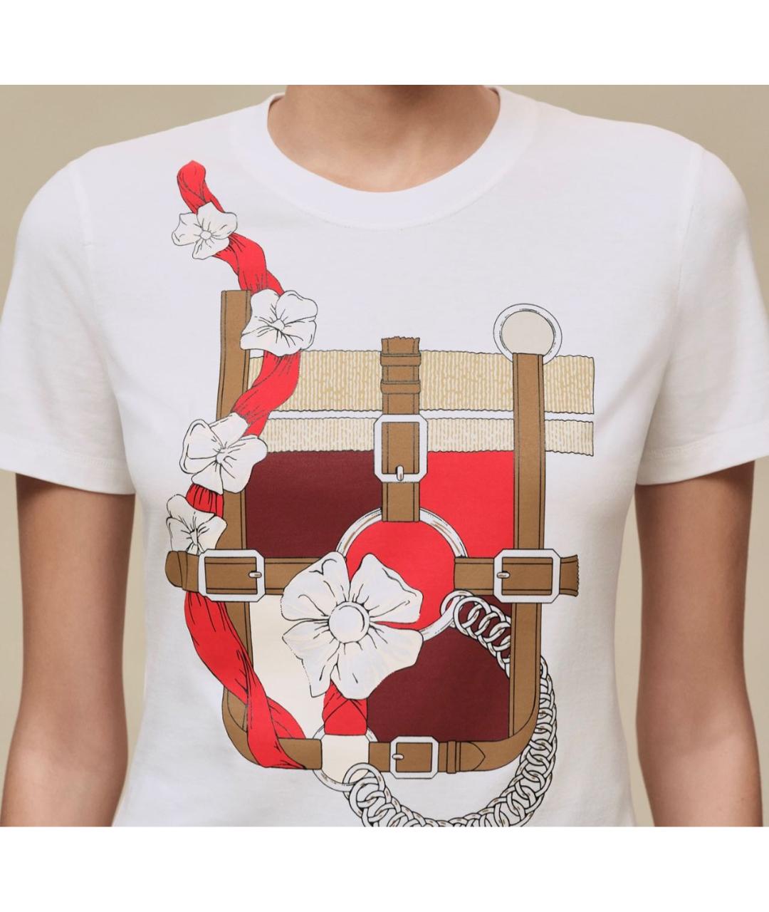 HERMES Белая хлопковая футболка, фото 4