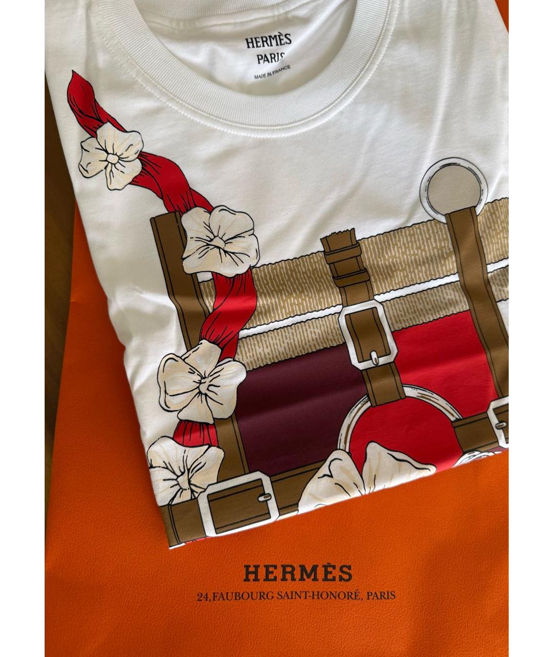 HERMES Белая хлопковая футболка, фото 2