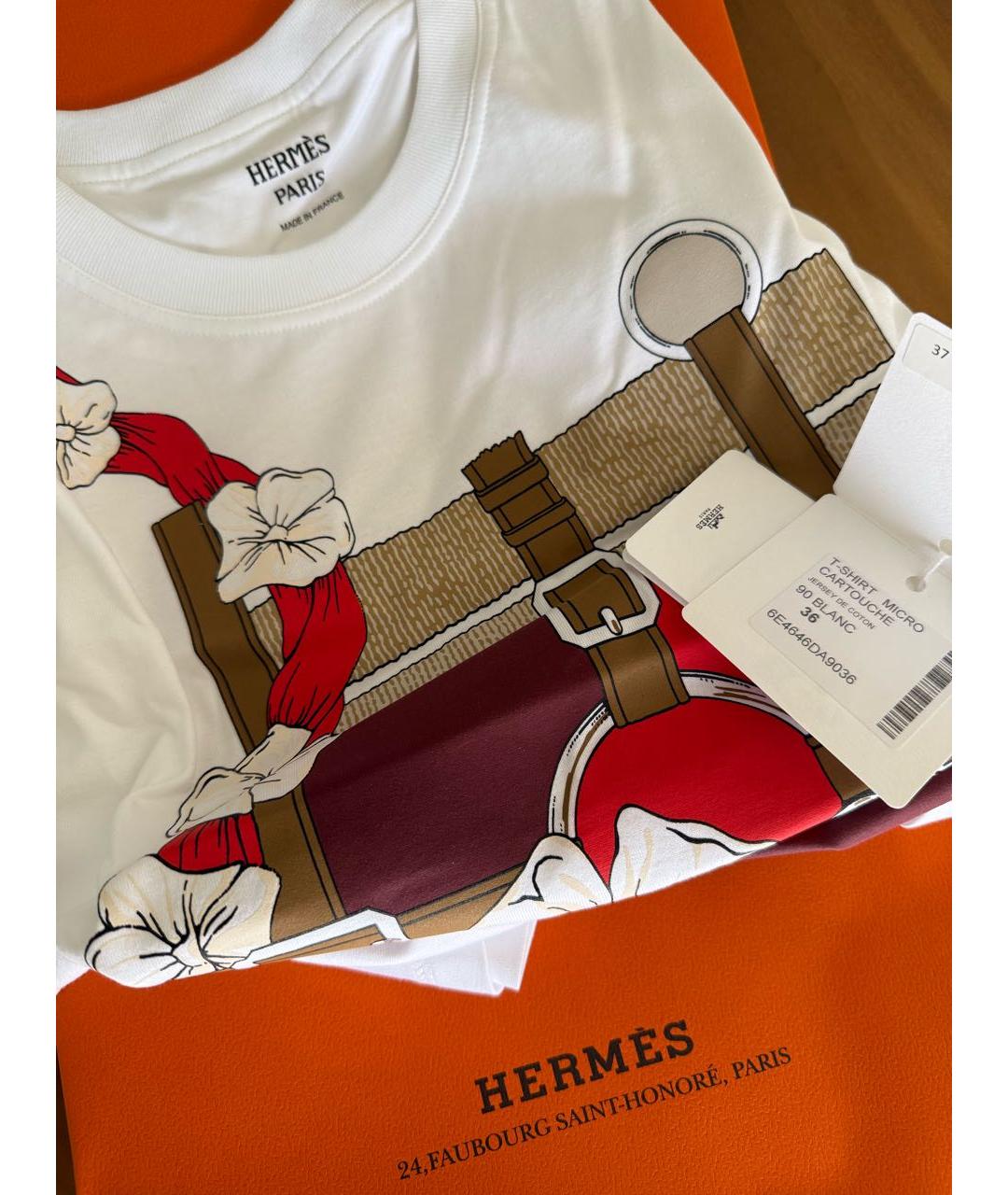 HERMES Белая хлопковая футболка, фото 3