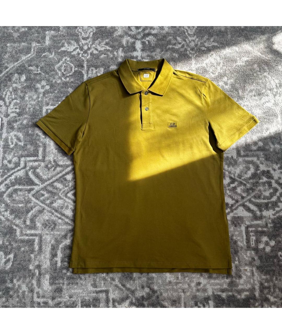 CP COMPANY Горчичное хлопко-эластановое поло с коротким рукавом, фото 4