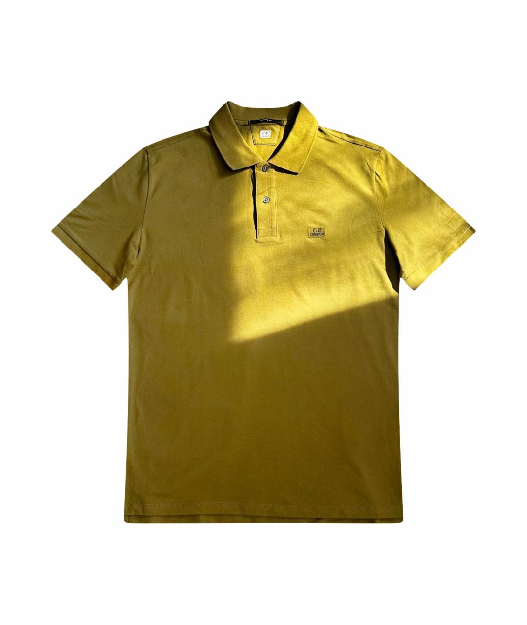 CP COMPANY Горчичное хлопко-эластановое поло с коротким рукавом, фото 1