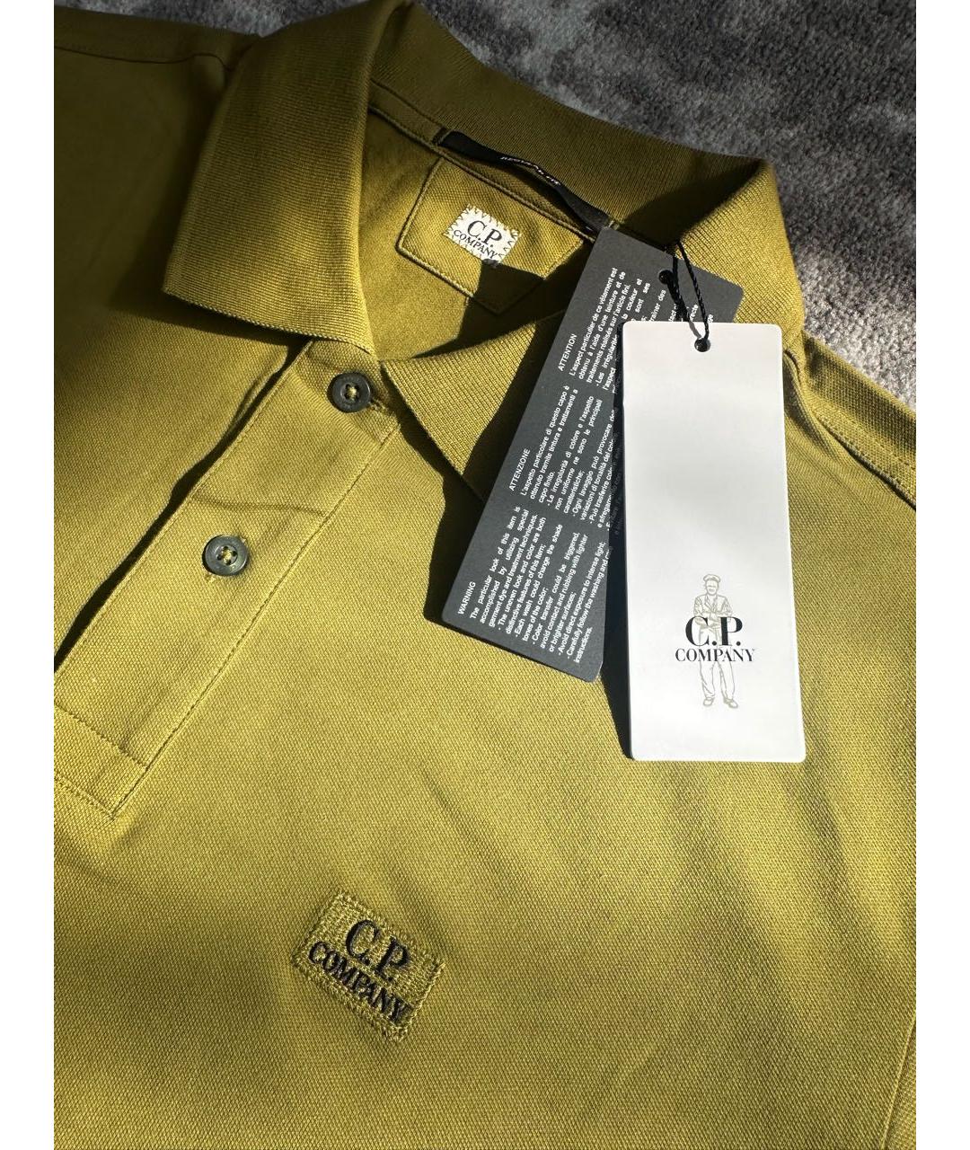 CP COMPANY Горчичное хлопко-эластановое поло с коротким рукавом, фото 2