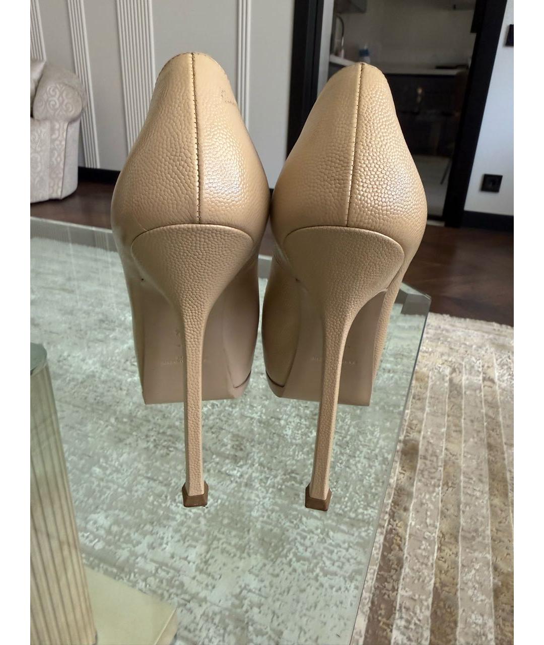 SAINT LAURENT Бежевые кожаные туфли, фото 4