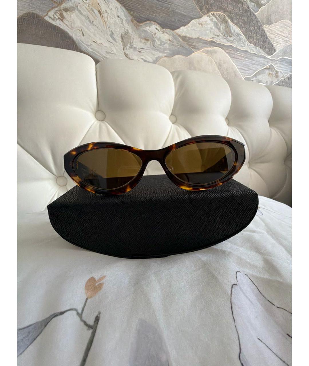 PRADA Коричневые пластиковые солнцезащитные очки, фото 9