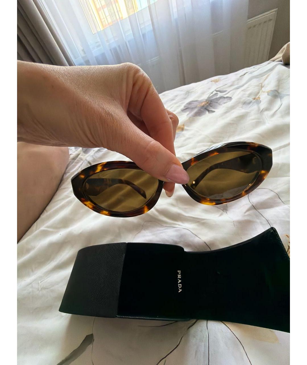 PRADA Коричневые пластиковые солнцезащитные очки, фото 5