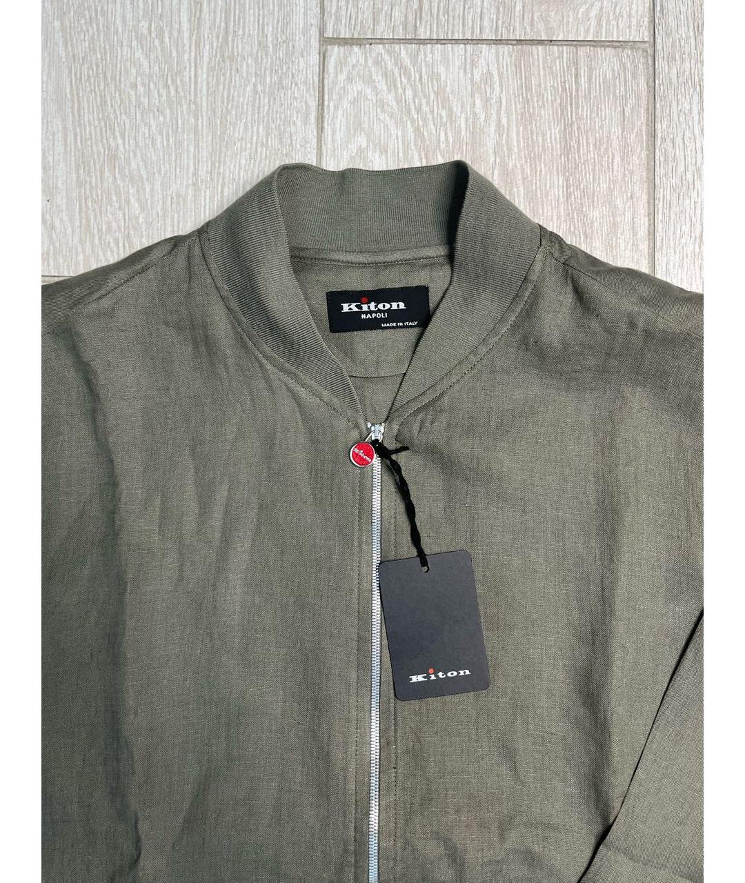 KITON Хаки льняная куртка, фото 2