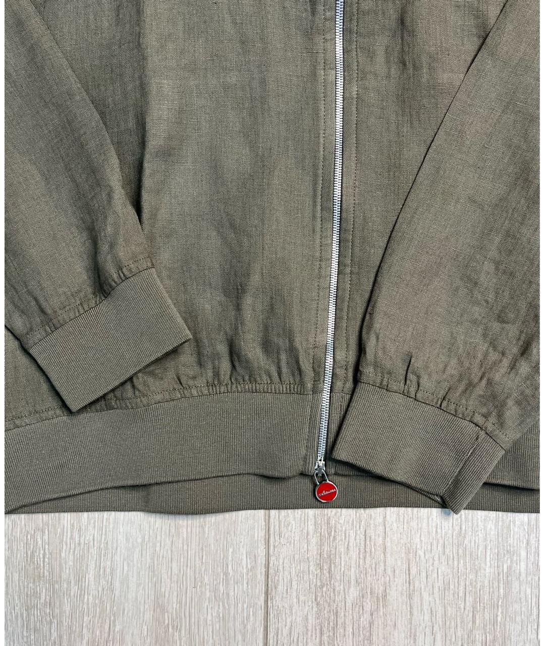 KITON Хаки льняная куртка, фото 3