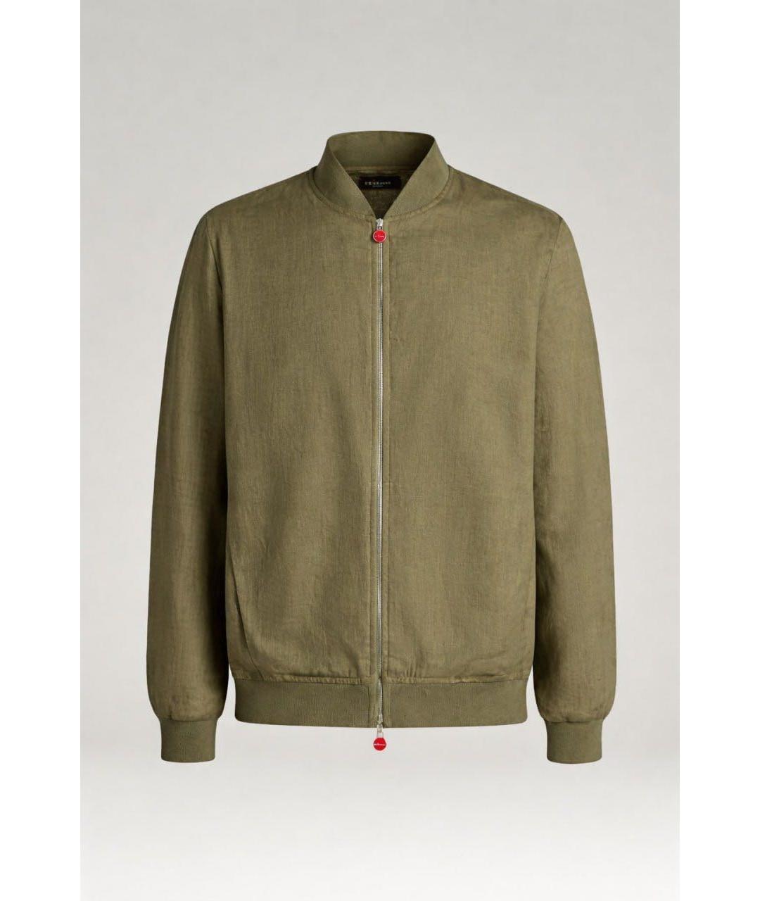 KITON Хаки льняная куртка, фото 6