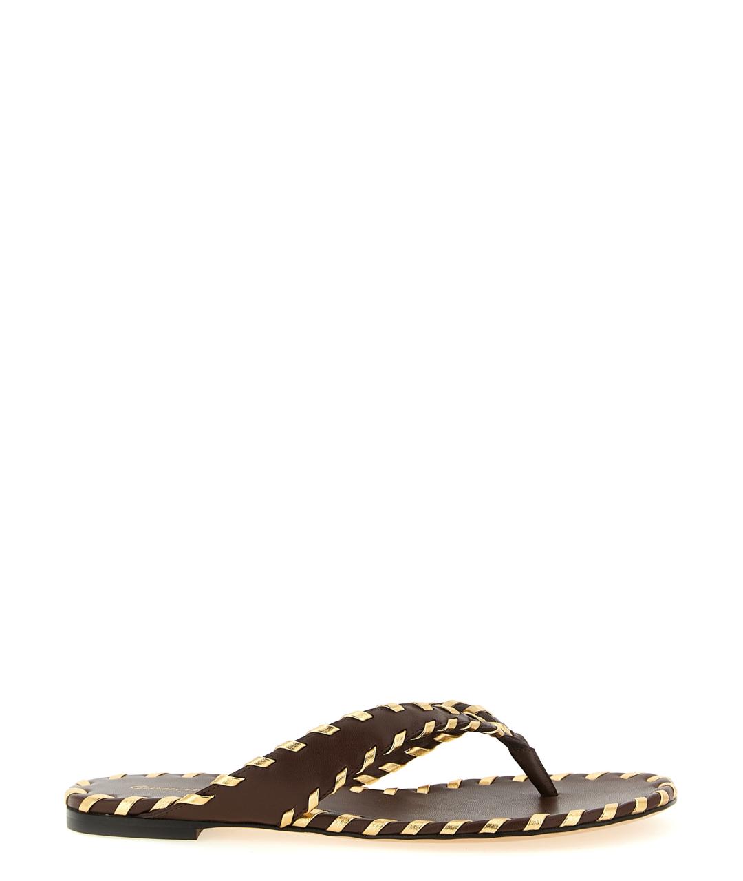 GIANVITO ROSSI Коричневые кожаные шлепанцы, фото 1