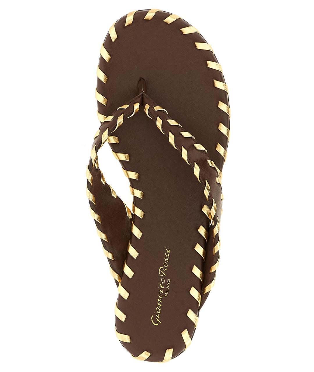 GIANVITO ROSSI Коричневые кожаные шлепанцы, фото 4