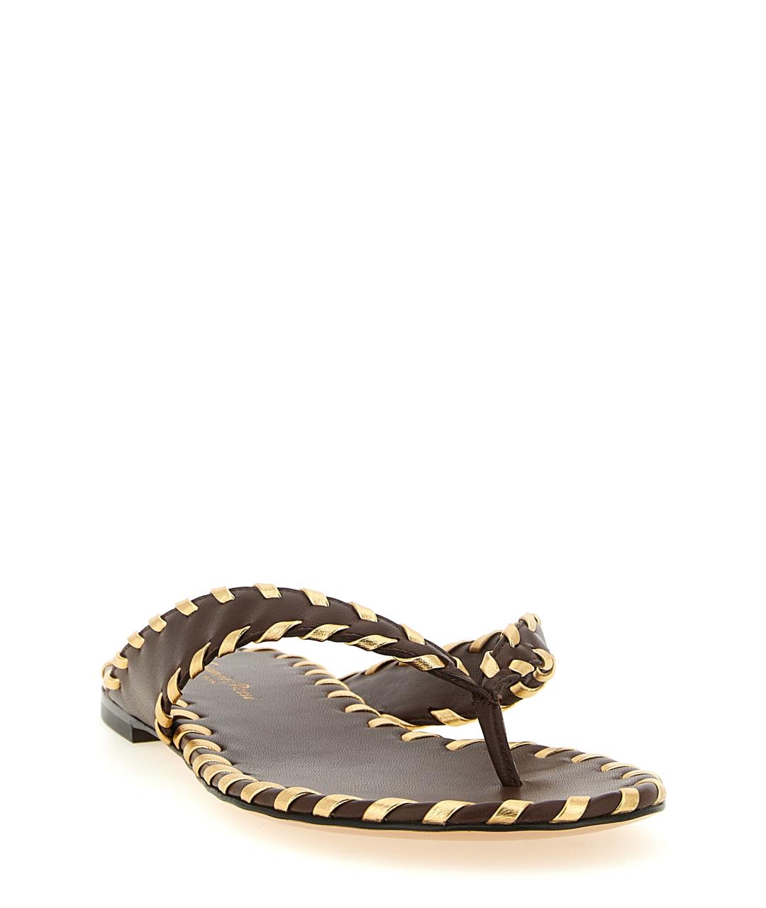 GIANVITO ROSSI Коричневые кожаные шлепанцы, фото 2