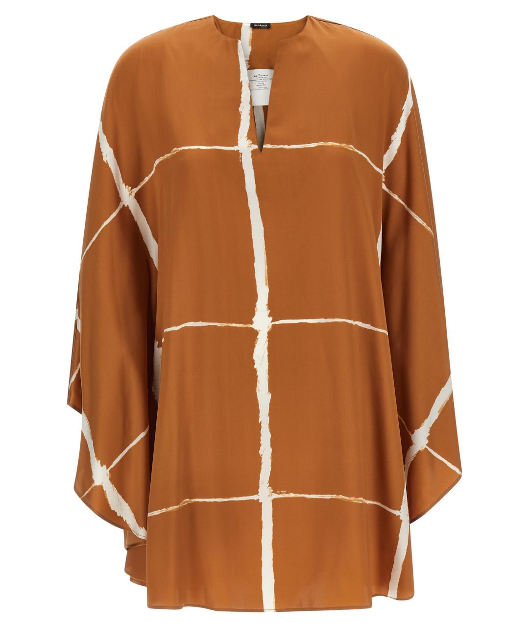 KITON Коричневая шелковая блузы, фото 1