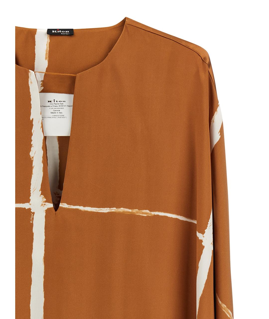 KITON Коричневая шелковая блузы, фото 3